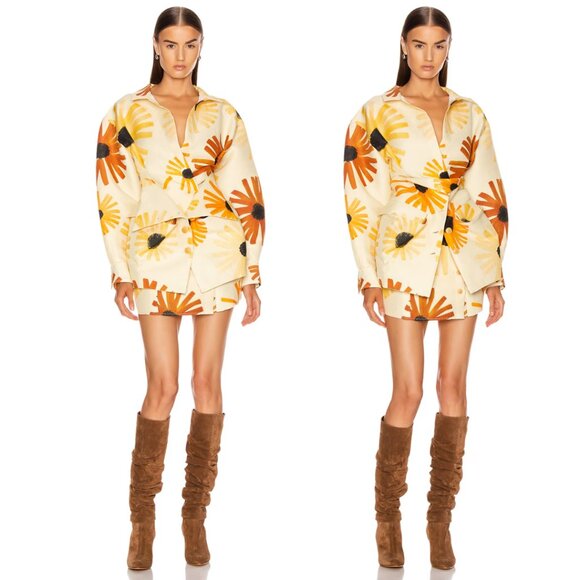 Jacquemus Le Collectionneuse Jacket Mini Dress Allover Floral Print Sz 36 - Picture 1 of 12